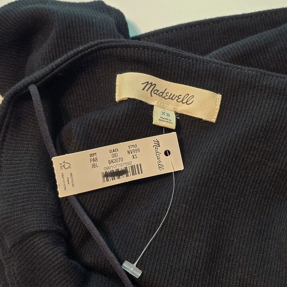 Madewell Squareneck Tank Top Womens Size XS Black Ribbed Cotton Modal Blend NWT - Picture 3 of 8